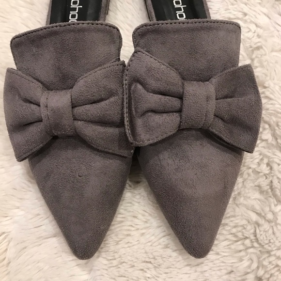 Boohoo Suede Gray Ribbon Mule Flats 🖤 - Picture 2 of 6